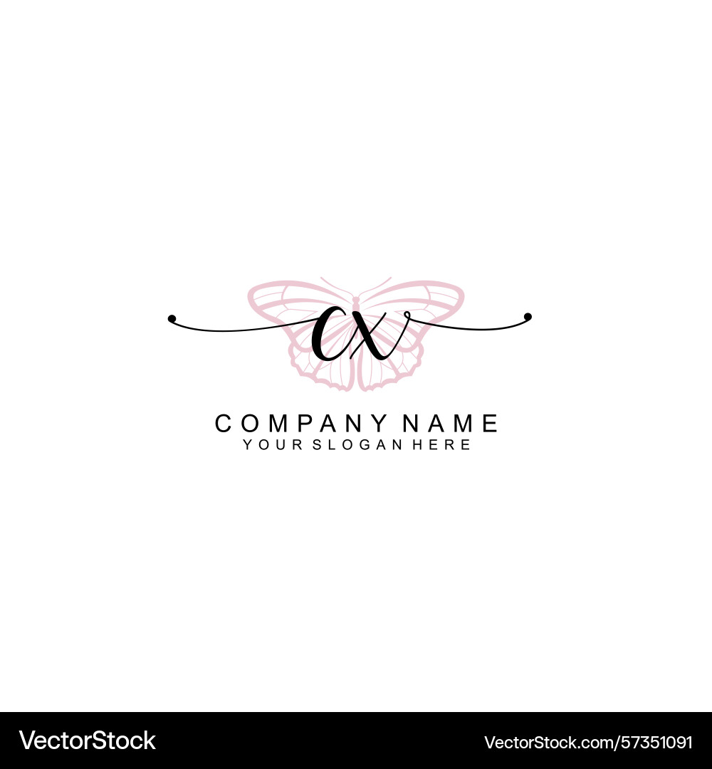 Minimalist handwritten cx initial logos with soft vector image