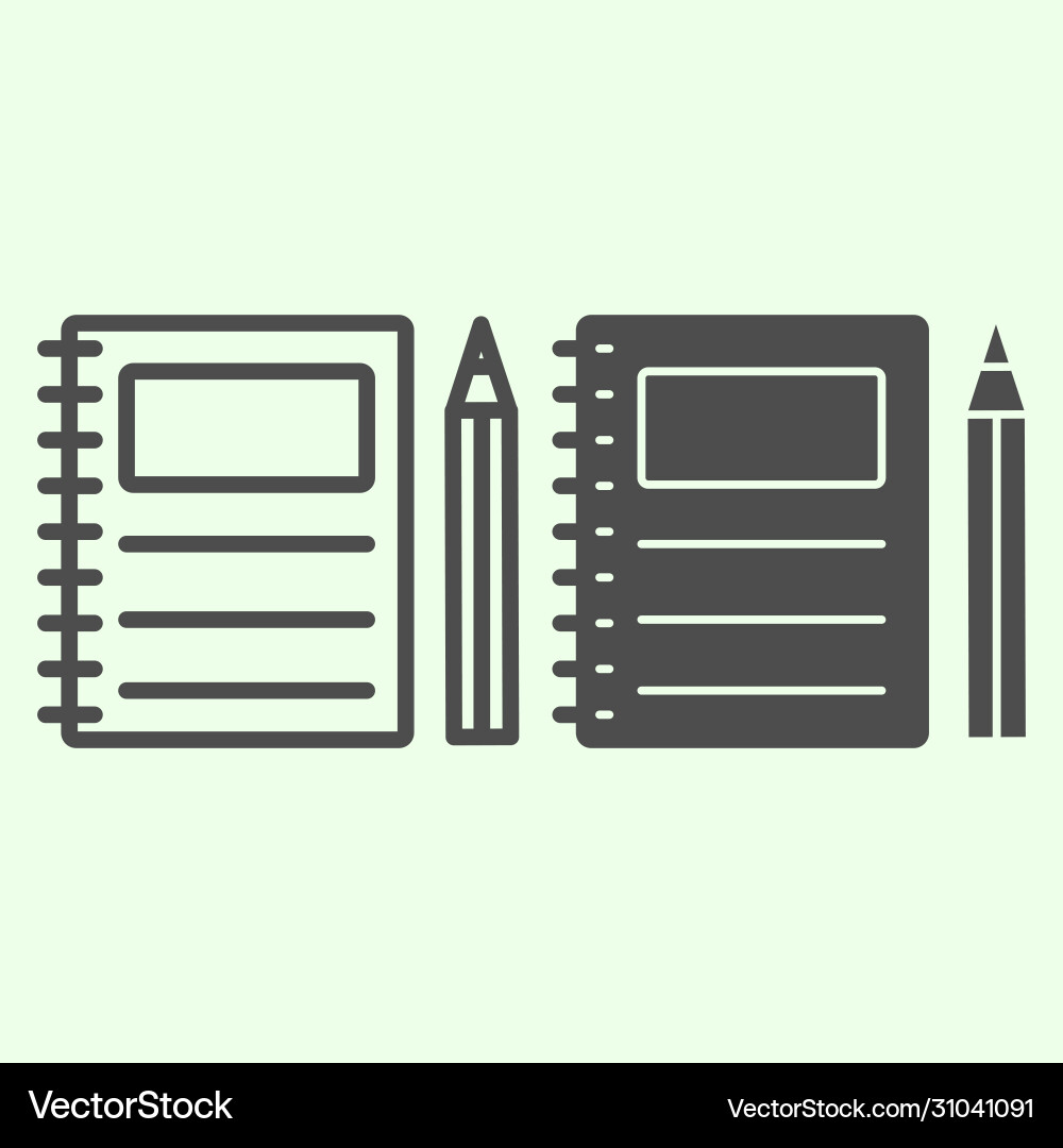 Notebook line and solid icon writing spiral Notebook line and solid icon writing spiral vector image