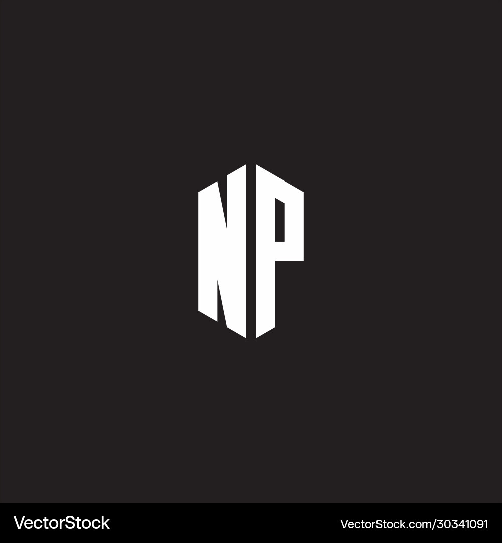 Np logo monogram with hexagon shape style design vector image