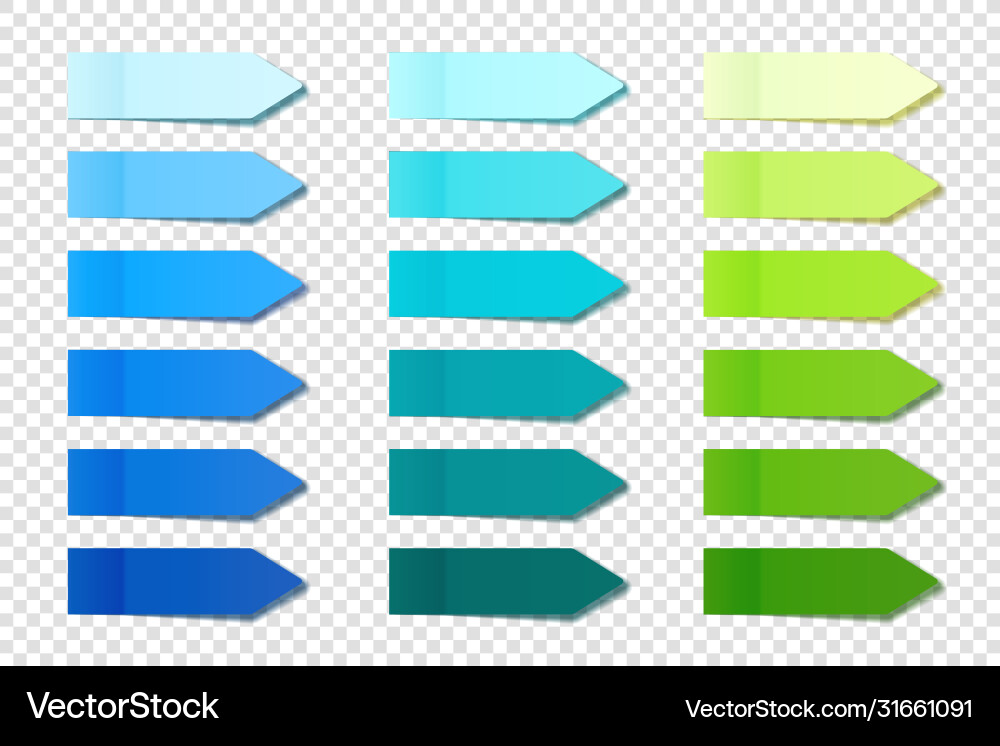 Realistic sticky notes collection arrow flag tabs vector image