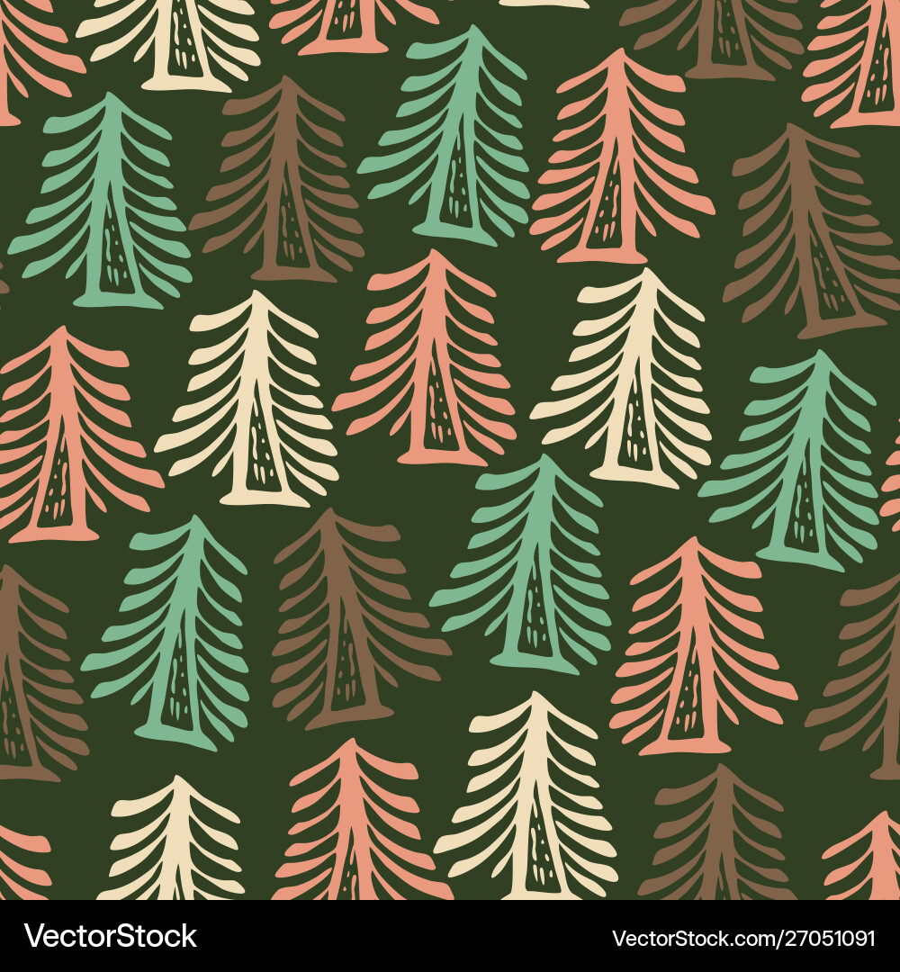 Seamless pattern with colourful fir trees Seamless pattern with colourful fir trees vector image