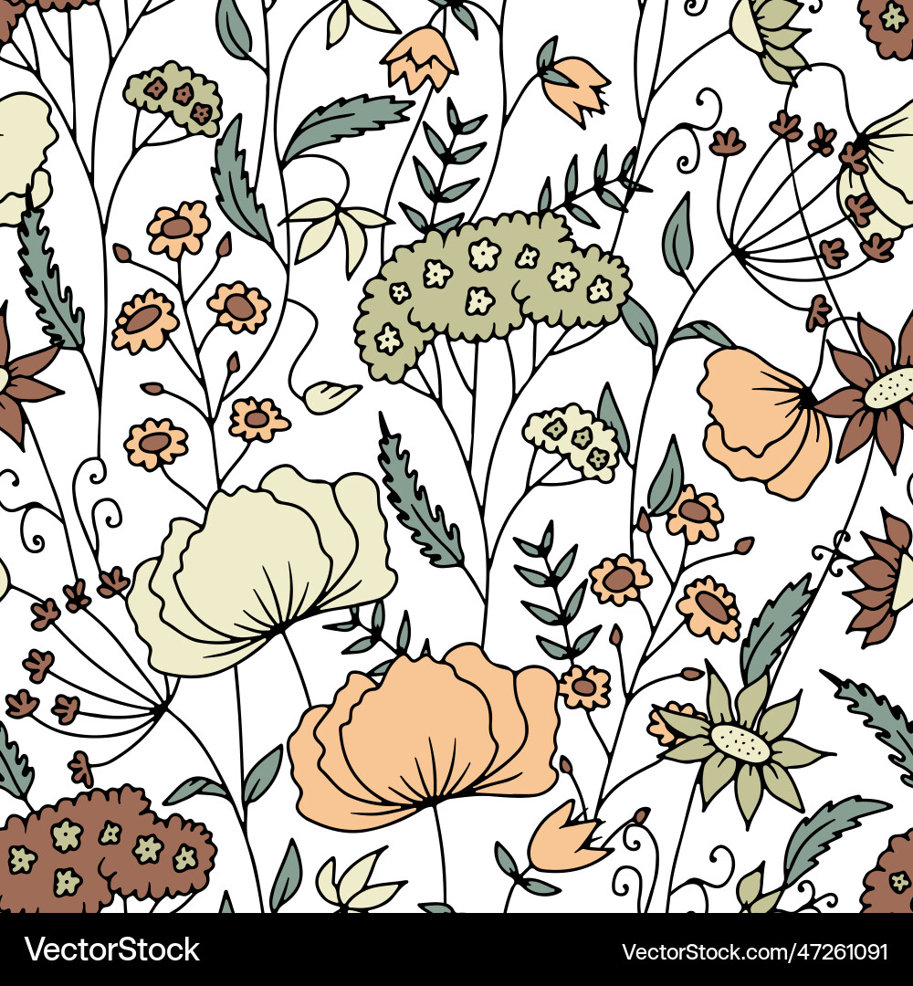 Seamless pattern with hand drawn abstract Vector Image