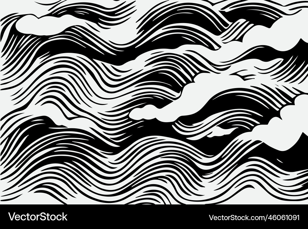 Seamless pattern with hand drawn wavy lines Vector Image
