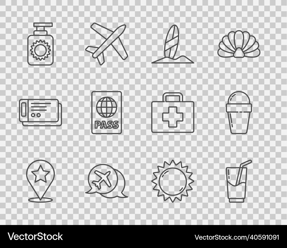 Set line map pointer with star cocktail Set line map pointer with star cocktail vector image