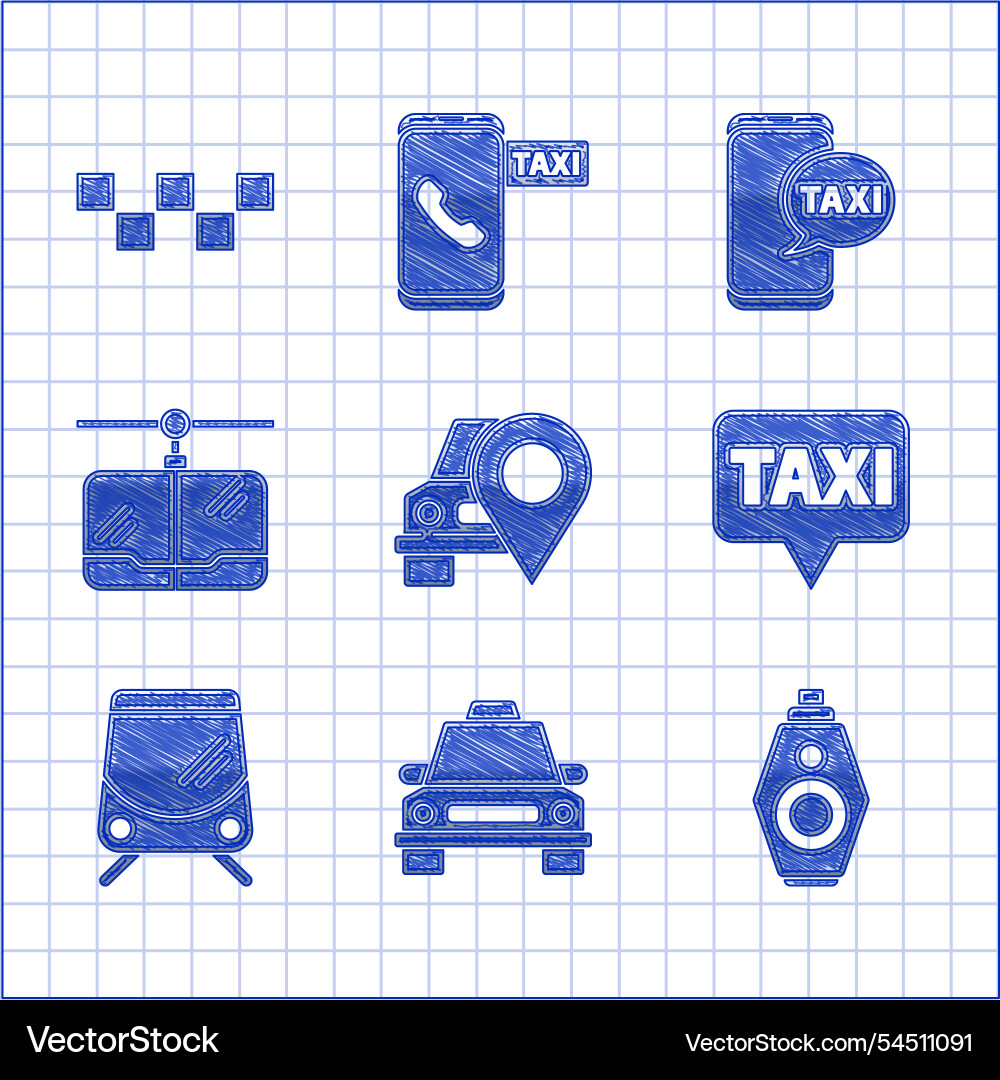 Set map pointer with taxi car key remote Set map pointer with taxi car key remote vector image