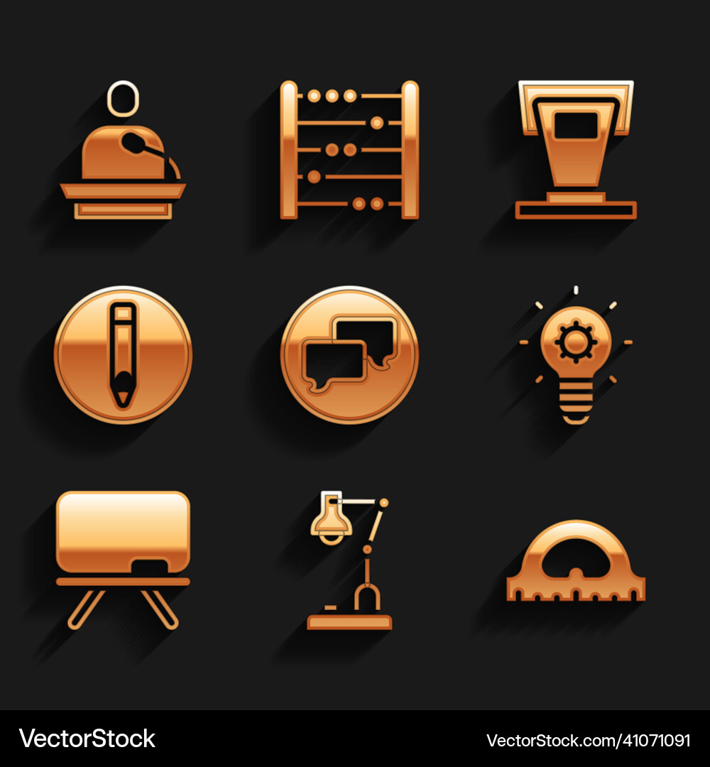Set speech bubble chat table lamp protractor Set speech bubble chat table lamp protractor vector image