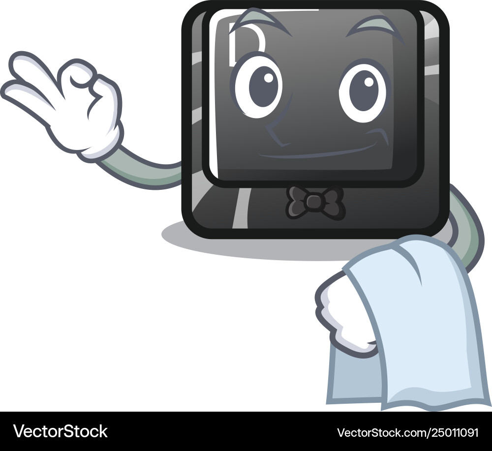 Waiter d button installed in game character Waiter d button installed in game character Vector Image