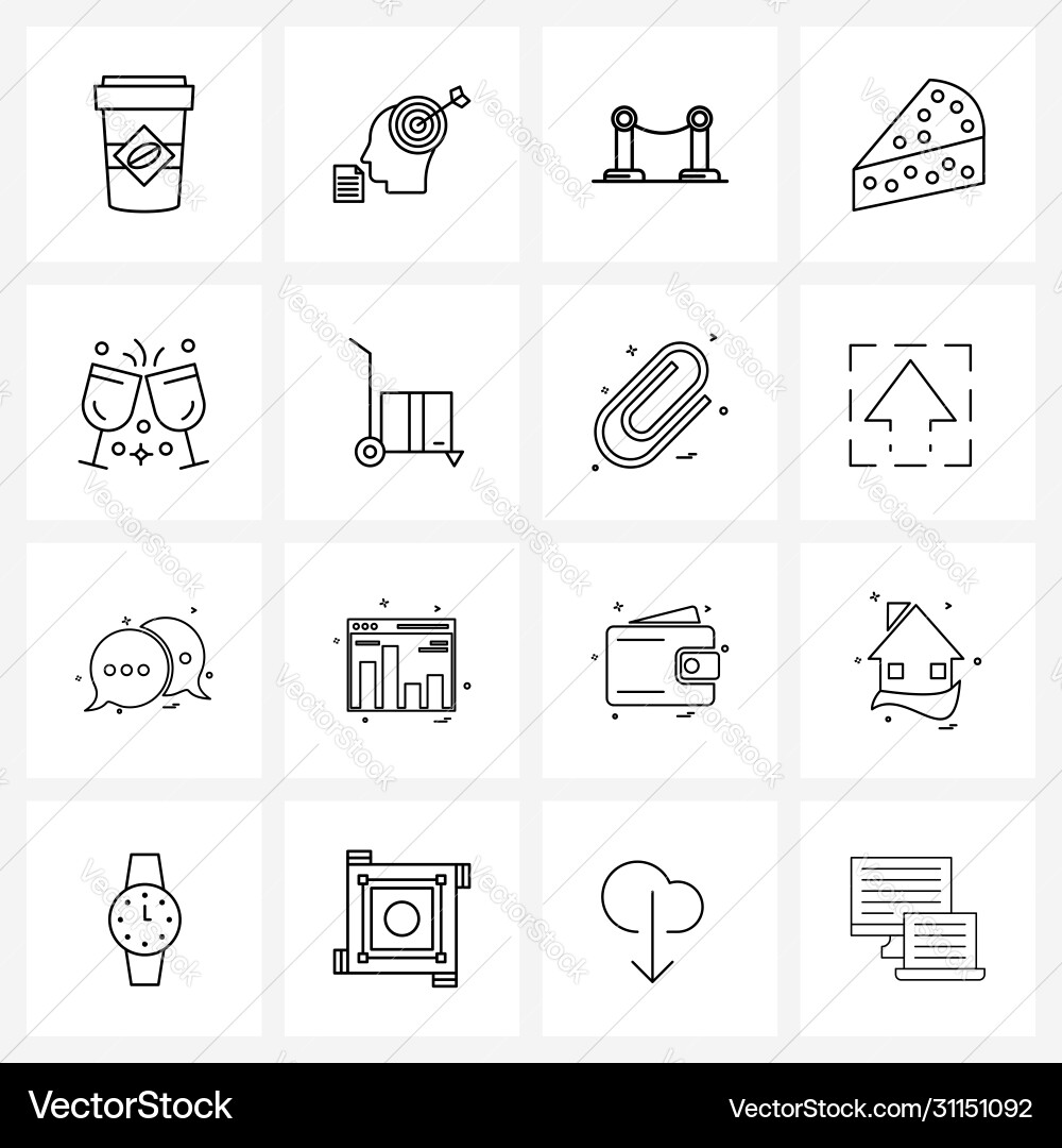 16 universal line icons for web and mobile wine vector image