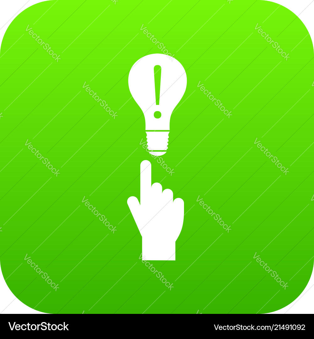 A finger pointer and light bulb icon digital green A finger pointer and light bulb icon digital green vector image