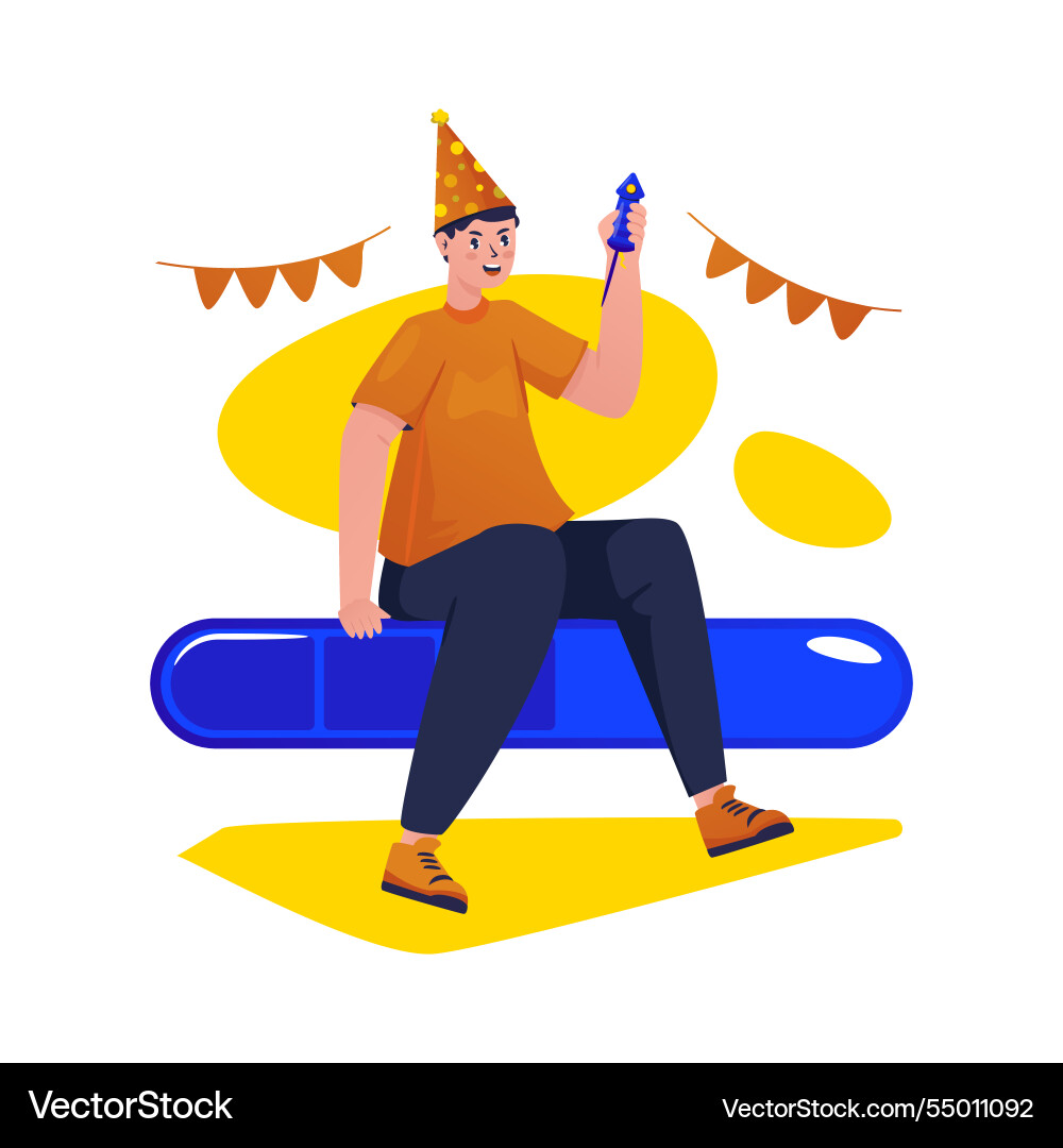 A man character sitting at loading bar Vector Image