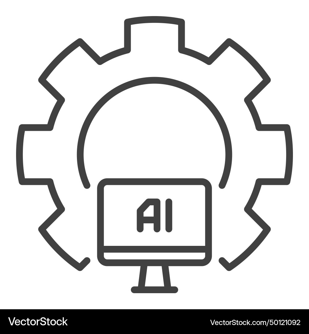 Artificial intelligence computer inside cog wheel Artificial intelligence computer inside cog wheel vector image