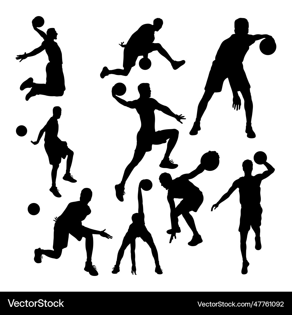 Basketball athlete silhouettes Vector Image
