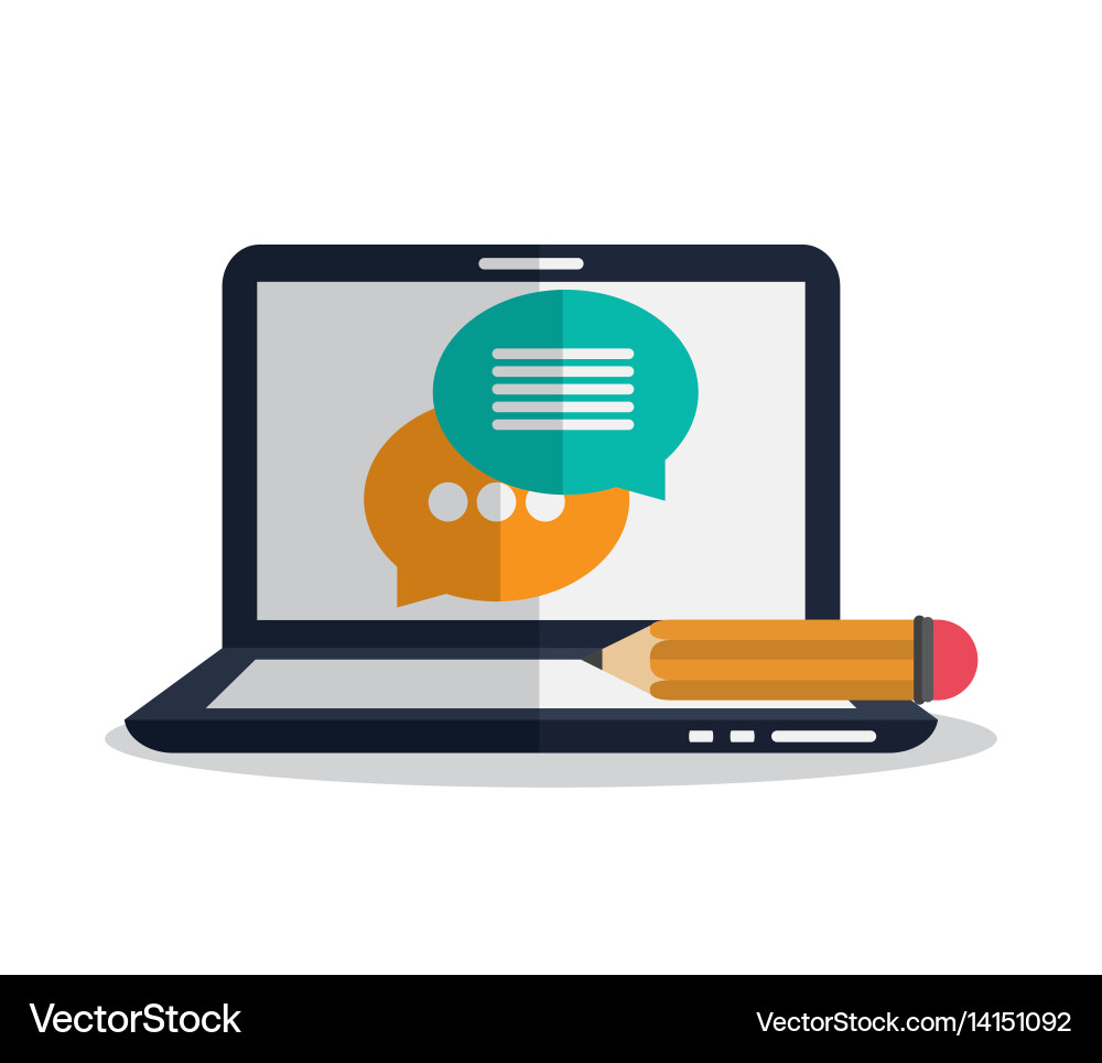 Computer with instant messaging related icons vector image