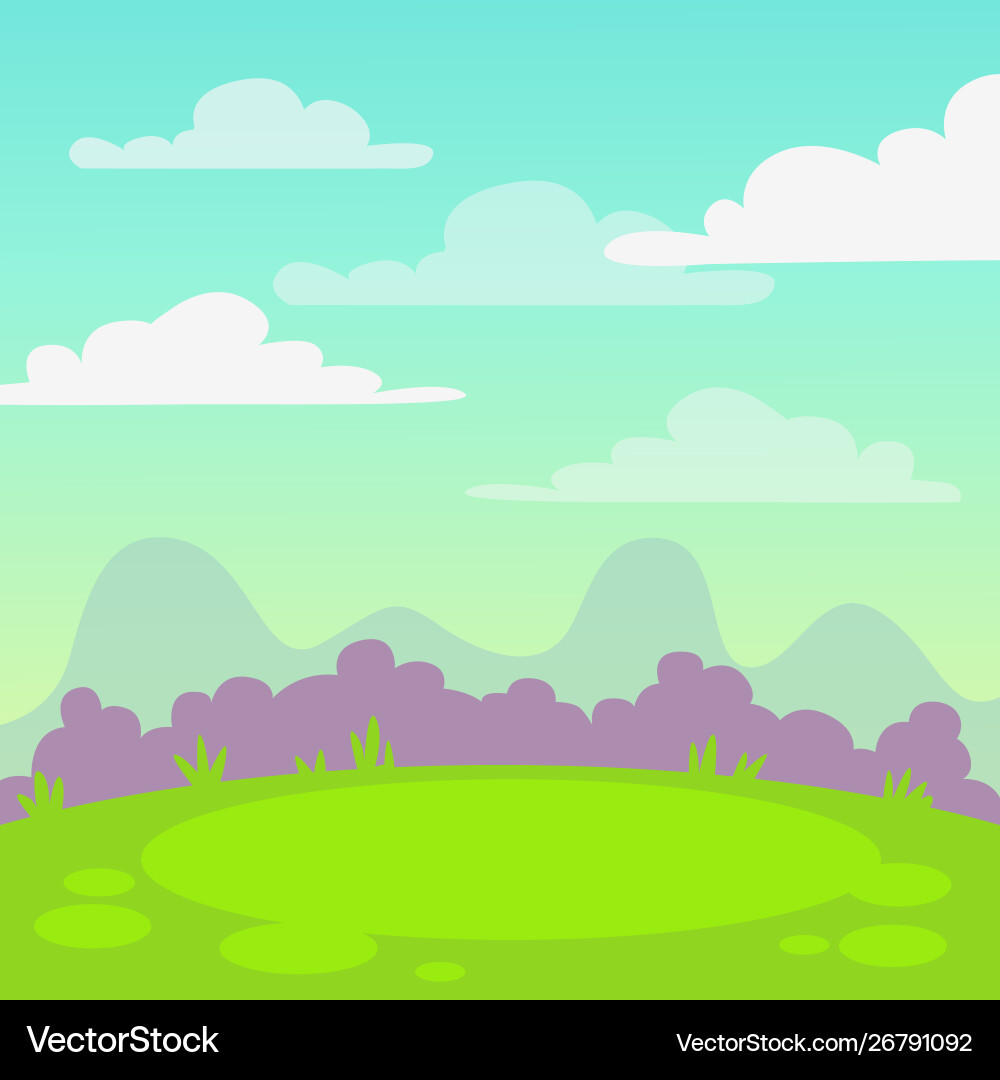 Cute cartoon nature landscape square background Cute cartoon nature landscape square background vector image
