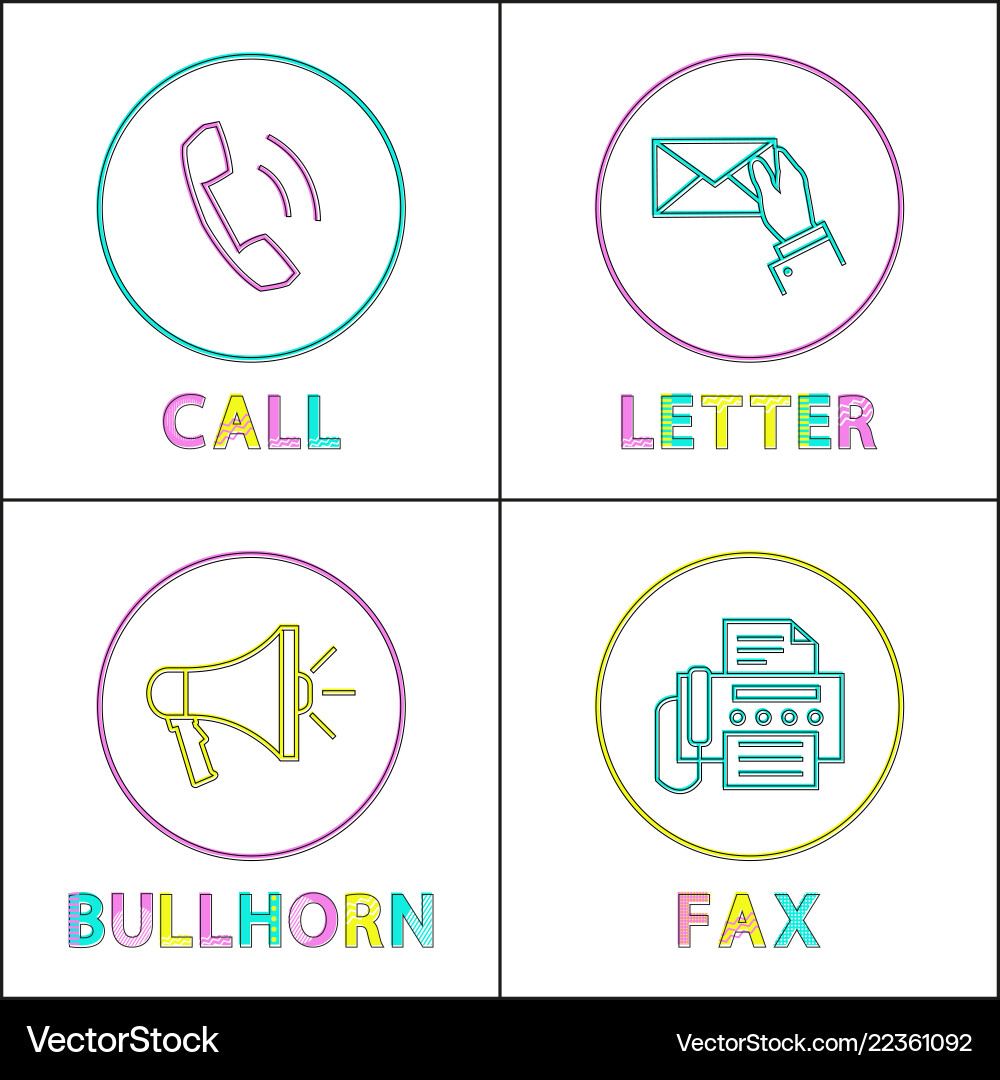 Digital application linear icons with symbols set Vector Image