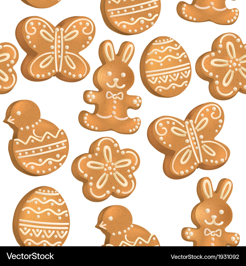 Easter Cookie Pattern - Seamless Vector Image