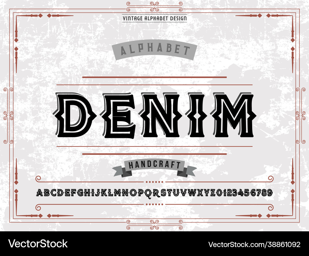 Fontalphabet typefacescriptretro typographyshadow Vector Image