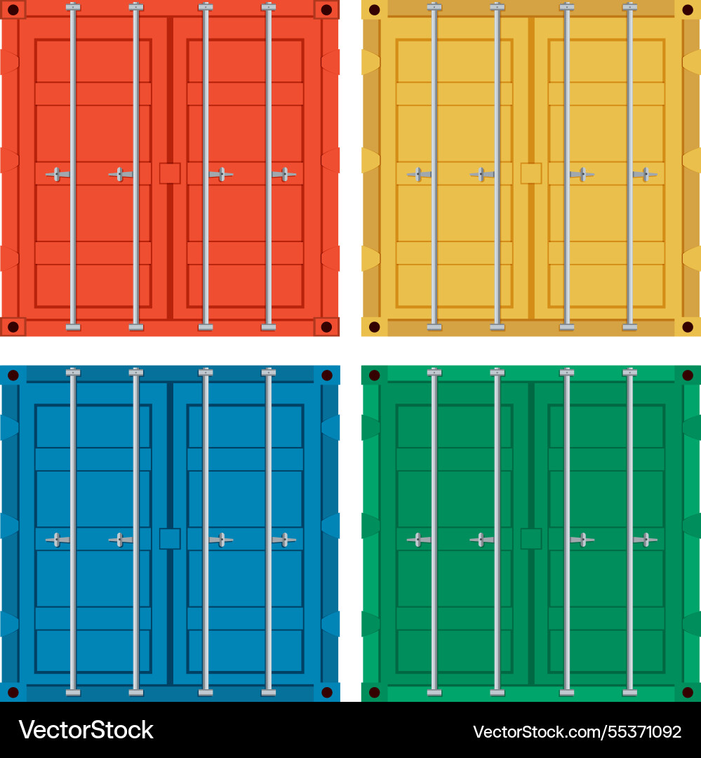 Four vibrant containers representing global trade Four vibrant containers representing global trade vector image