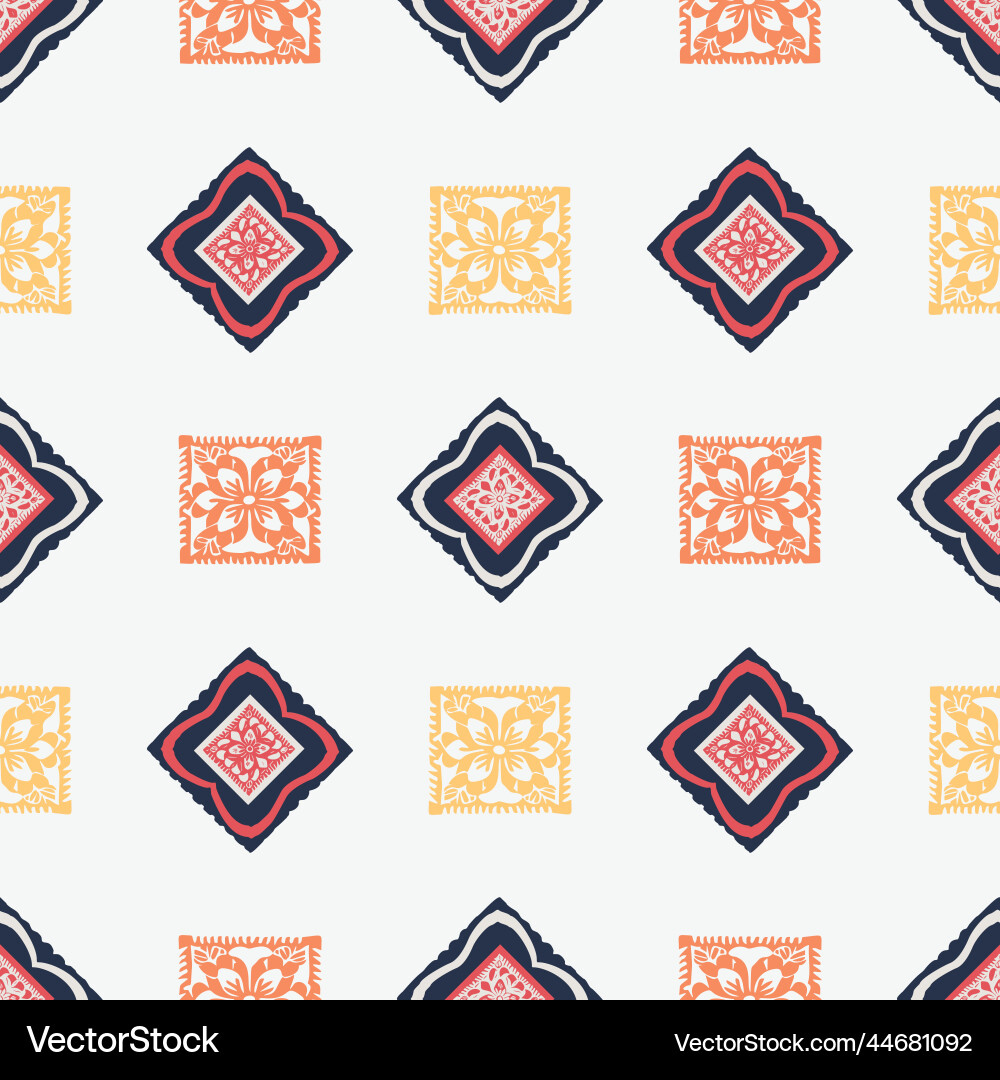 Hand drawn retro block print seamless pattern Hand drawn retro block print seamless pattern vector image