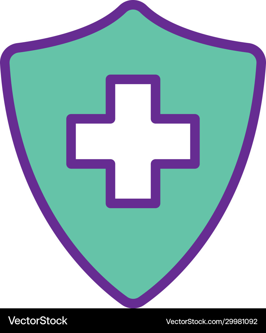 Isolated cross inside shield line and fill style Vector Image