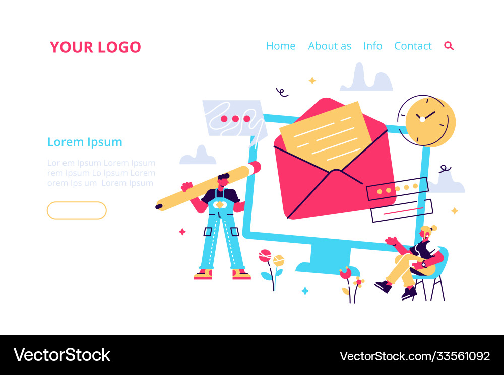 Mail service e-mail message notification vector image