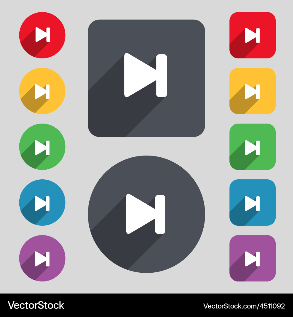 Next track icon sign a set of 12 colored buttons vector image