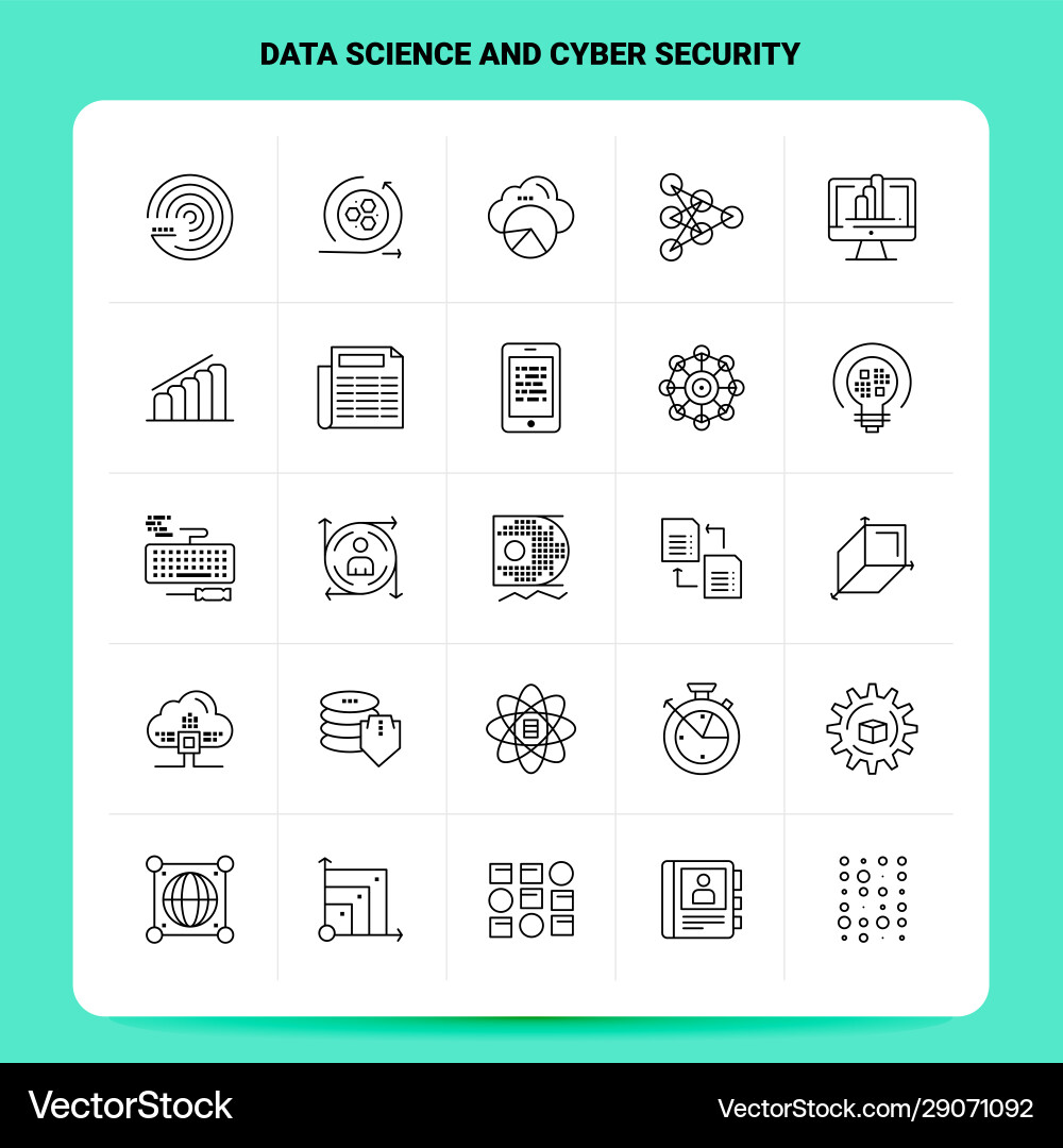 Outline 25 data science and cyber security icon Outline 25 data science and cyber security icon vector image