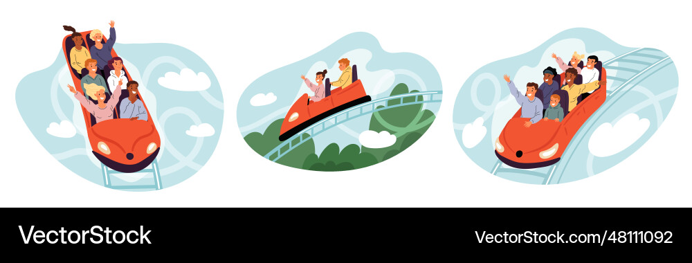 People on roller coaster extreme feelings People on roller coaster extreme feelings vector image