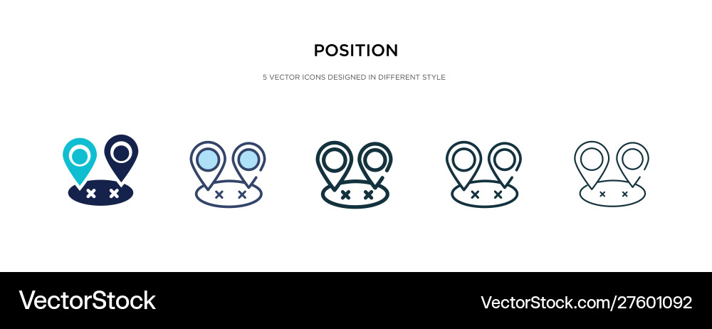Position icon in different style two colored Position icon in different style two colored vector image