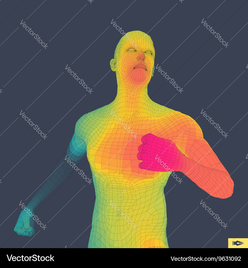 Running man polygonal design 3d model Vector Image
