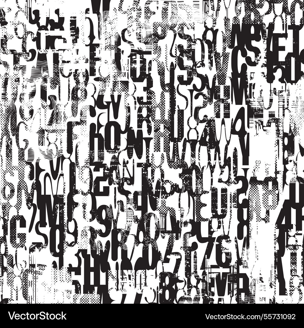Seamless pattern of english letters and numbers vector image
