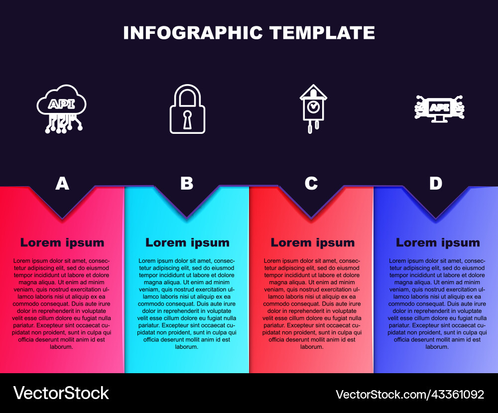 Set line cloud api interface lock retro wall Set line cloud api interface lock retro wall vector image