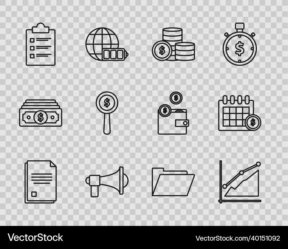 Set line file document pie chart infographic vector image