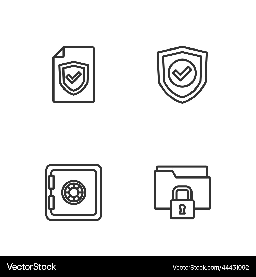Set line folder and lock safe contract Set line folder and lock safe contract vector image