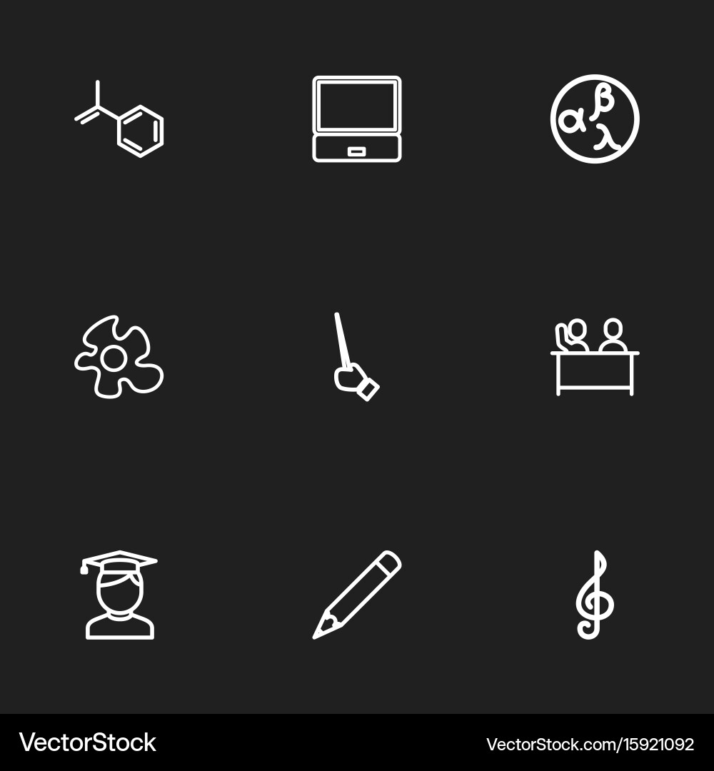 Set of 9 editable science outline icons includes Vector Image