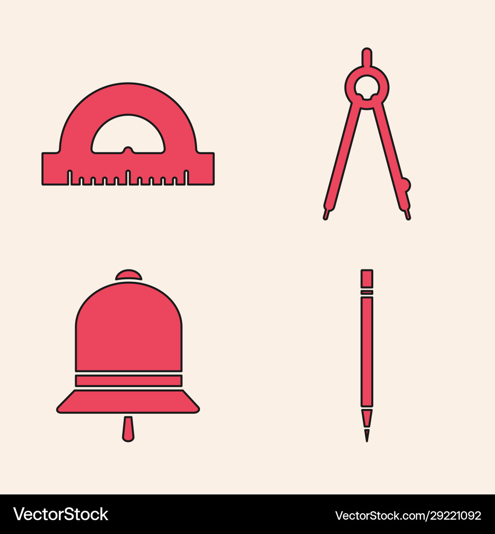 Set pencil with eraser protractor grid Set pencil with eraser protractor grid vector image