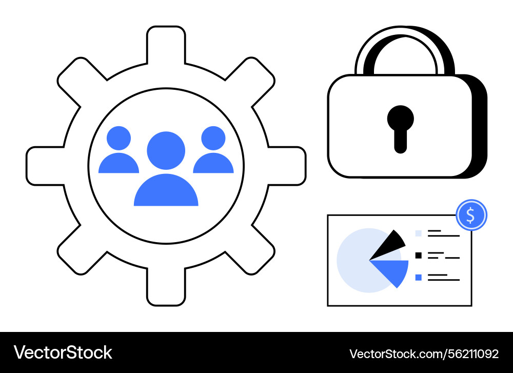 Teamwork and security integration with data-driven Teamwork and security integration with data-driven vector image