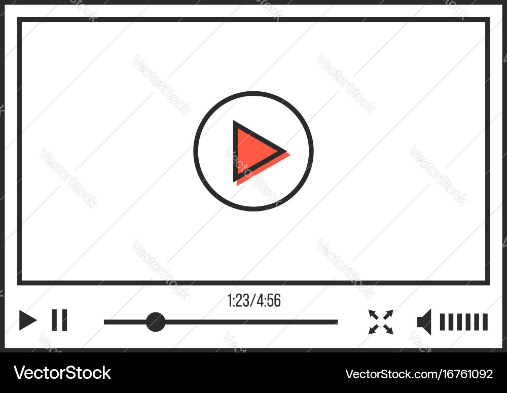 Thin line video player interface vector image