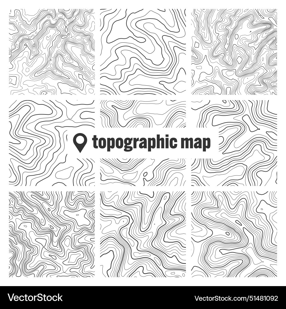 Topographic map with contour lines geographic Topographic map with contour lines geographic vector image