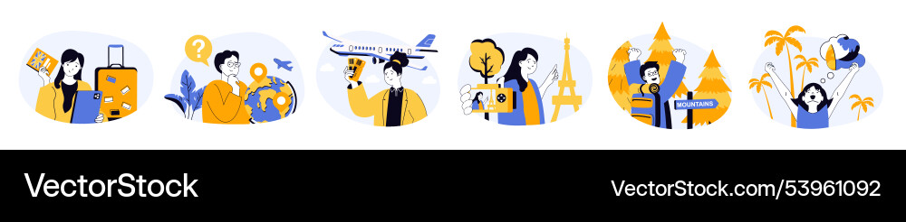 Travel concept set with characters in flat design Travel concept set with characters in flat design vector image