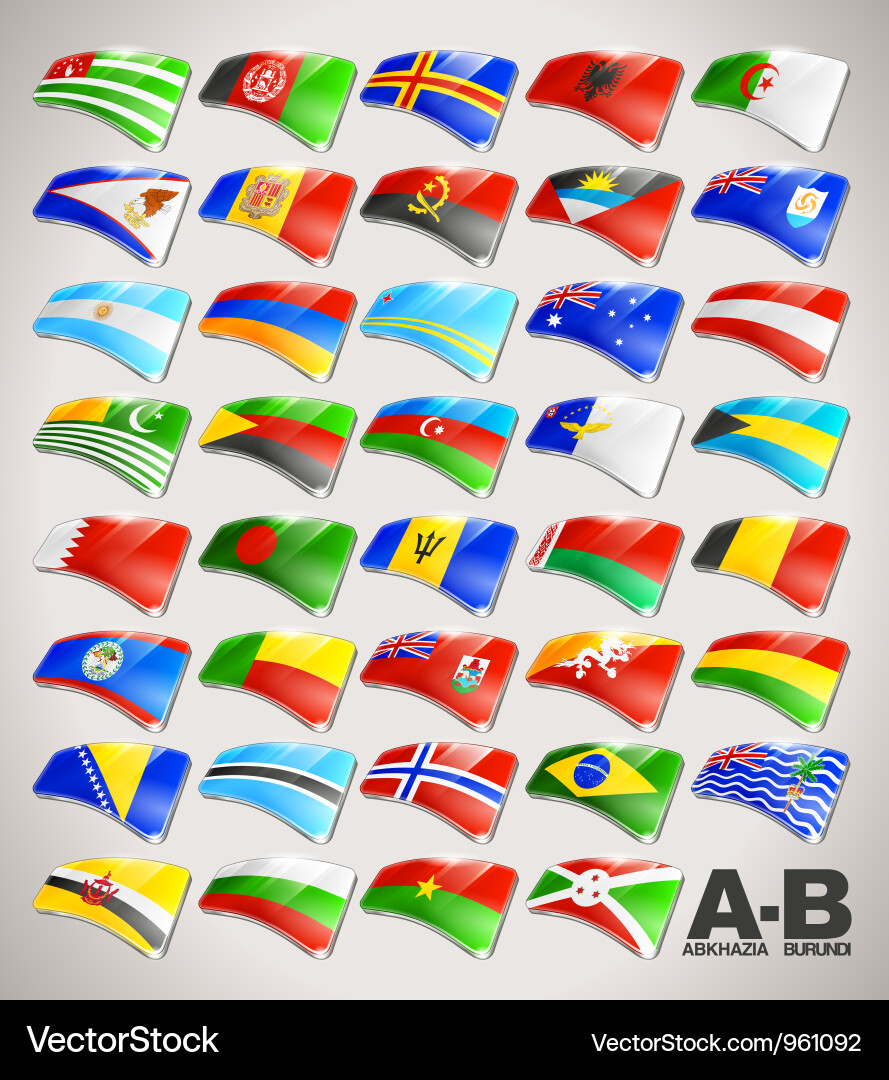 World flags icon collection from a to b vector image