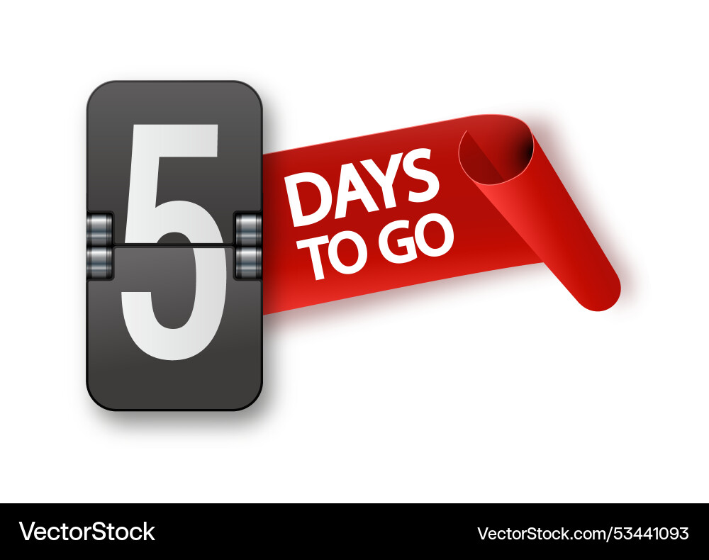 5 days to go icon set countdown of remaining vector image