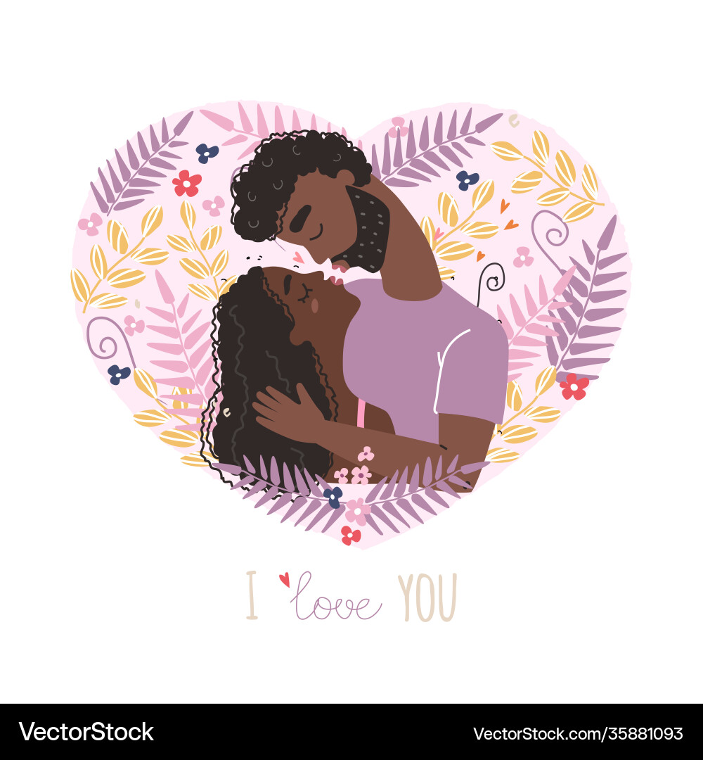 Black couple in love clipart valentine Black couple in love clipart valentine vector image