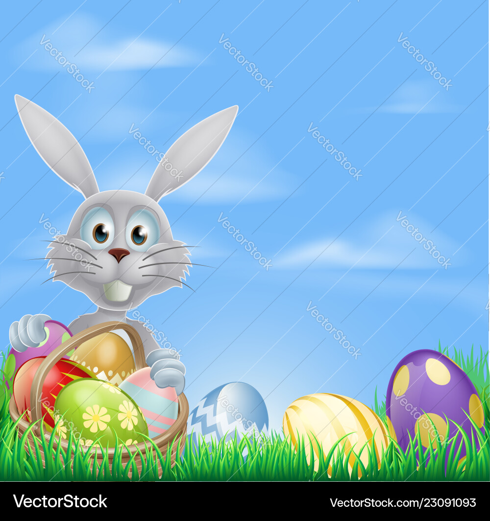 Bunny and chocolate easter eggs Royalty Free Vector Image