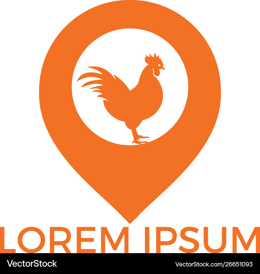 Chicken and map pointer logo design vector image