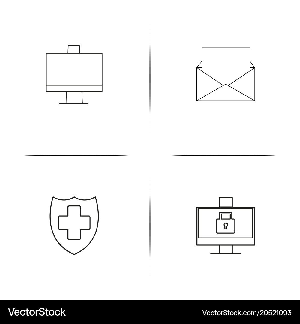 Cyber security simple linear icons set outlined vector image