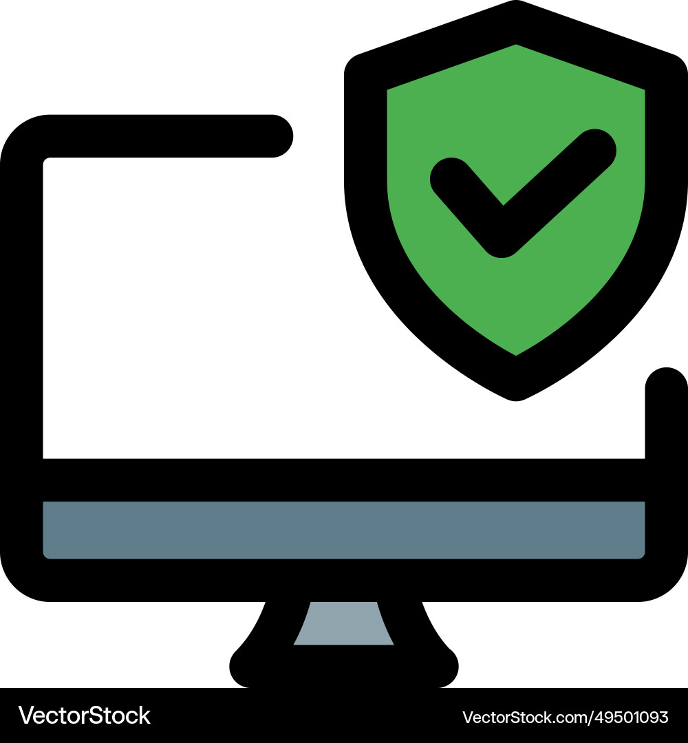 Desktop shield safeguards the computer system Vector Image