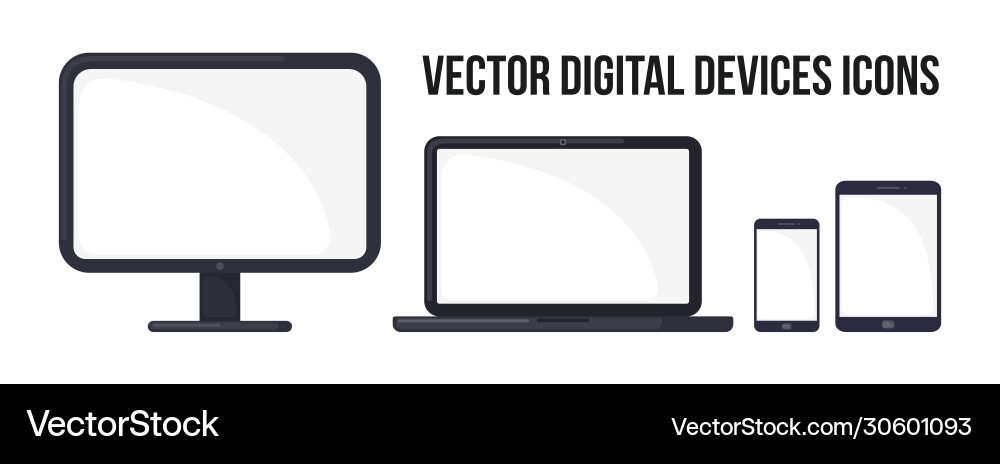 Digital devices icon set in flat style isolated Vector Image