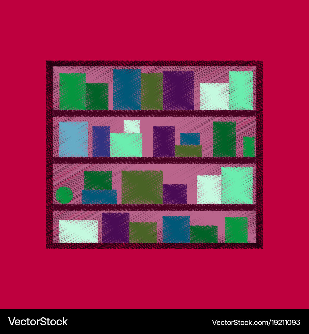 Flat shading style icon bookshelf Vector Image