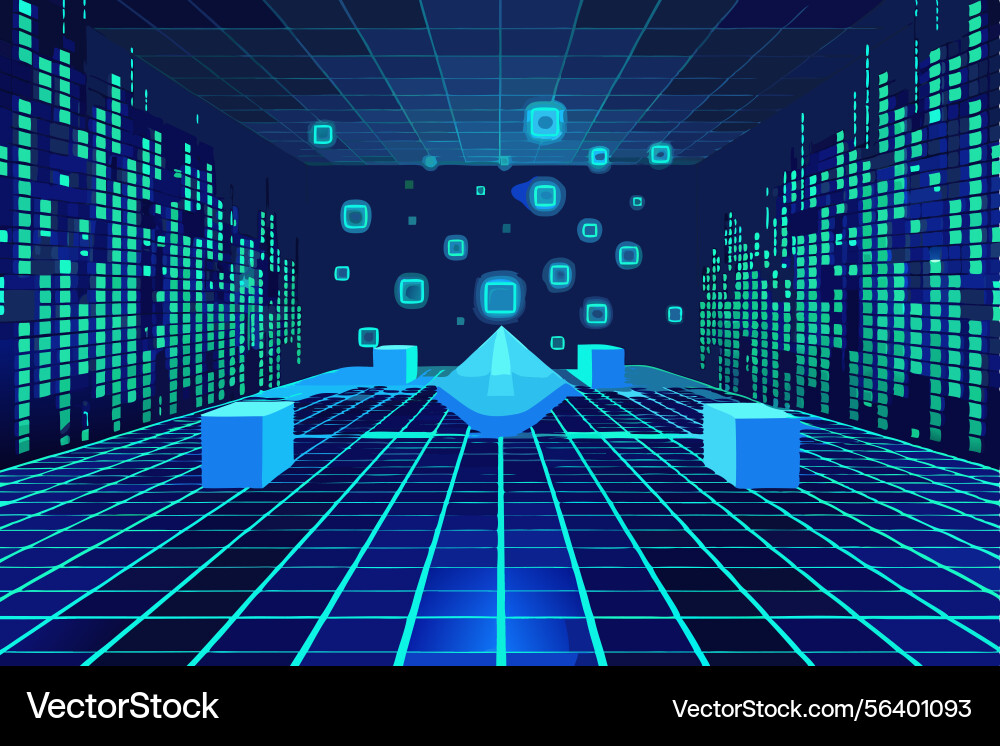 High tech digital matrix with glowing binary code High tech digital matrix with glowing binary code vector image